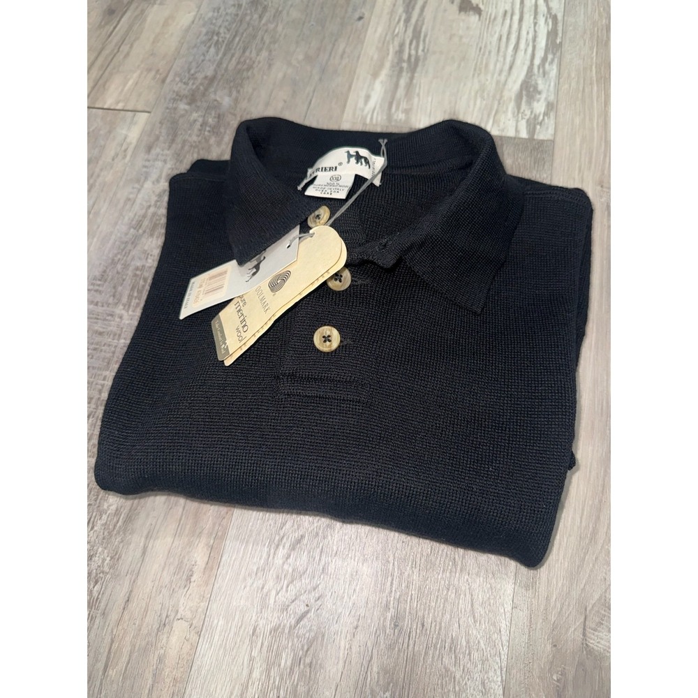 Vintage 90s I Levrieri Sweater Mens XXL Black Merino Wool Made In Italy Polo NWT - Picture 5 of 9